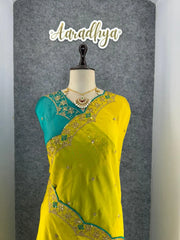 Heavy Rangoli Silk (soft) Material Embroidery Work Saree