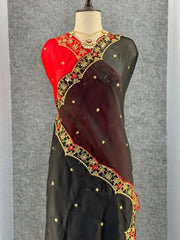 Heavy Rangoli Silk (soft) Material Embroidery Work Saree