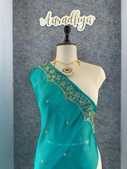 Heavy Rangoli Silk (soft) Material Embroidery Work Saree