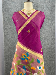 Premium Soft Pure Linen Silk Rajhans Saree