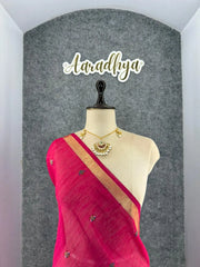 Premium Soft Pure Linen Silk Rajhans Saree