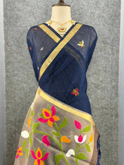 Premium Soft Pure Linen Silk Rajhans Saree