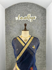 Premium Soft Pure Linen Silk Rajhans Saree