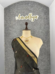 Premium Soft Pure Linen Silk Rajhans Saree