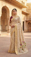 Pure Muga Cotton Lotus Paithani Saree
