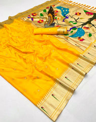 Soft Paithani Silk Meenakari Peacock Pallu Saree