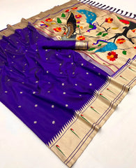 Soft Paithani Silk Meenakari Peacock Pallu Saree
