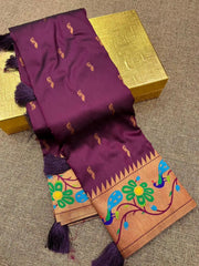 Soft Silk Peacock Design Paithani Saree