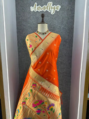 Floral Meena Zari Pallu Paithani Silk Saree