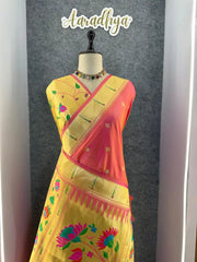 Floral Meena Zari Pallu Paithani Silk Saree