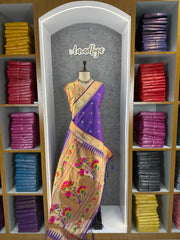 Floral Meena Zari Pallu Paithani Silk Saree