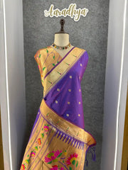 Floral Meena Zari Pallu Paithani Silk Saree