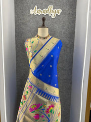 Floral Meena Zari Pallu Paithani Silk Saree
