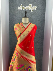 Floral Meena Zari Pallu Paithani Silk Saree