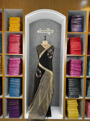 Viscose Georgette Embroidery Crown Thread Work Saree