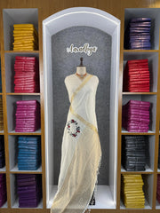 Viscose Georgette Embroidery Crown Thread Work Saree