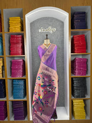 Kanchivaram Paithani Silk Big Parrot Zari Border Saree