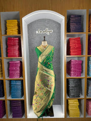 Parrot & Floral Weaving Paithani Soft Silk Saree