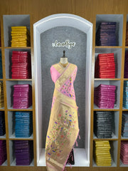 Parrot & Floral Weaving Paithani Soft Silk Saree