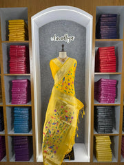 Parrot & Floral Weaving Paithani Soft Silk Saree