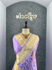 Parrot & Floral Weaving Paithani Soft Silk Saree