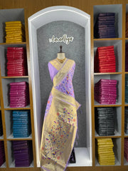 Parrot & Floral Weaving Paithani Soft Silk Saree