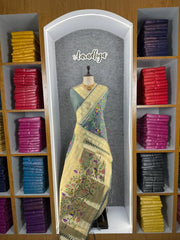 Parrot & Floral Weaving Paithani Soft Silk Saree