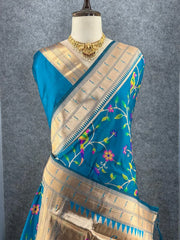 Parrot & Floral Weaving Paithani Soft Silk Saree