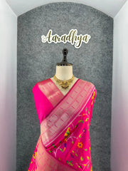 Parrot & Floral Weaving Paithani Soft Silk Saree