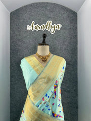 Parrot & Floral Weaving Paithani Soft Silk Saree
