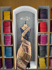 Parrot & Floral Weaving Paithani Soft Silk Saree