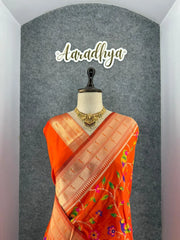 Parrot & Floral Weaving Paithani Soft Silk Saree