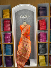 Parrot & Floral Weaving Paithani Soft Silk Saree