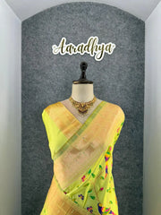 Parrot & Floral Weaving Paithani Soft Silk Saree