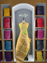 Parrot & Floral Weaving Paithani Soft Silk Saree