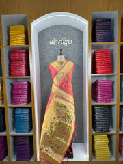 Parrot & Floral Weaving Paithani Soft Silk Saree