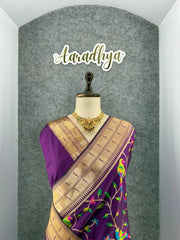 Parrot & Floral Weaving Paithani Soft Silk Saree