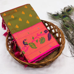 Traditional Wedding Marigold Paithani Saree