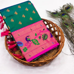 Traditional Wedding Marigold Paithani Saree