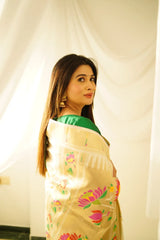 Floral Meena Zari Pallu Paithani Silk Saree