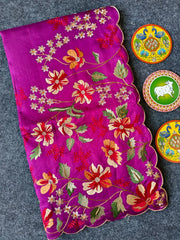 Elegant Matka Silk Embroidered Saree