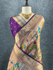 All Over Jaal Weaving Brocket Paithani Soft Silk Saree