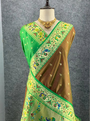 Rajwadi Mor Paithani Zari Butti Saree