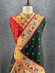 Rajwadi Mor Paithani Zari Butti Saree
