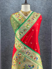 Rajwadi Mor Paithani Zari Butti Saree