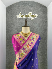 Rajwadi Mor Paithani Zari Butti Saree
