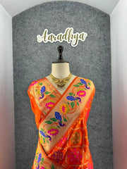 Pure Soft Silk Bandhani Patola Fusion Paithani Saree