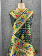 Pure Soft Silk Bandhani Patola Fusion Paithani Saree