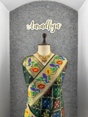 Pure Soft Silk Bandhani Patola Fusion Paithani Saree