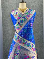 Pure Soft Silk Bandhani Patola Fusion Paithani Saree
